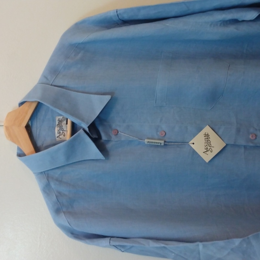 NWT Assante Sport XXL Light Blue Linen Shirt